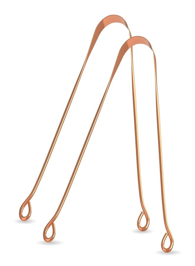 Rusabl منظف اللسان النحاسي من روسابل للرجال والنساء، لنَفَسٍ منعش وإزالة البكتيريا، وتحسين حاسة التذوق ونظافة الفم، سهل الاستخدام، مكشطة لسان نحاسية هندية نقية 100% لمنع رائحة الفم الكريهة (عبوة من قطعتين) - Image 1