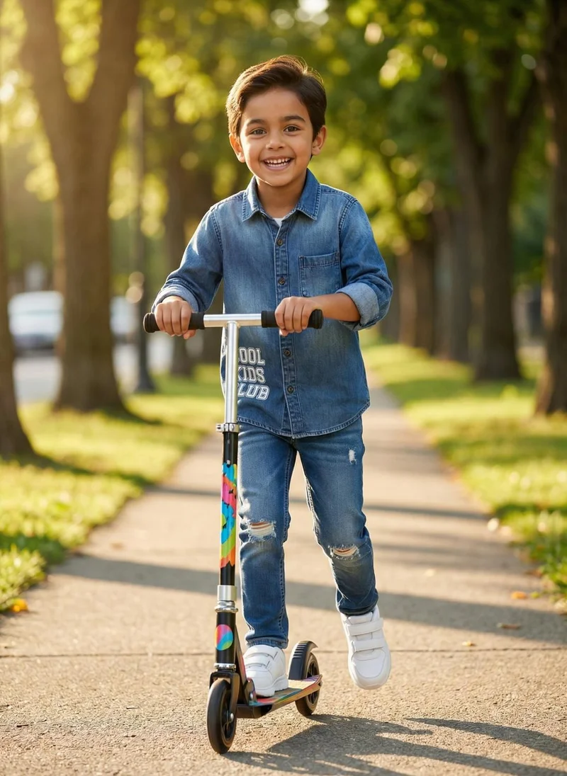 نوتيناتي Nautinati Boys' 100% Cotton Dark Wash Varsity Placement Print Denim Shirt