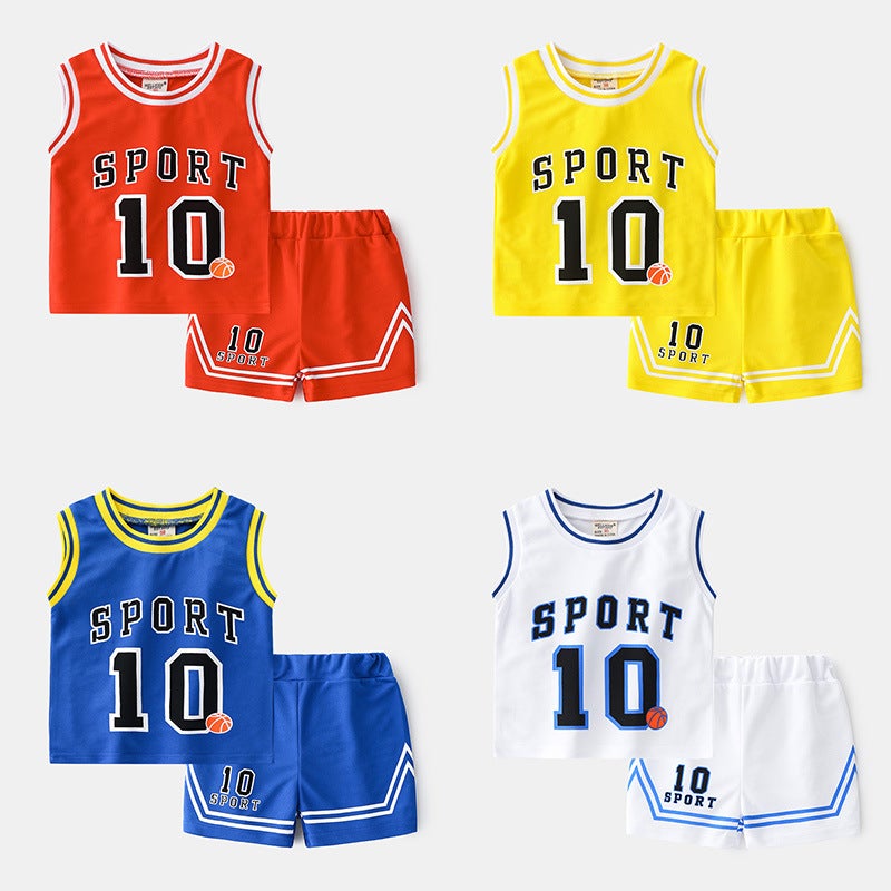 Children'S Vest Summer Shorts Set New Summer Thin Mesh Boys Sports Sleeveless Baby Basketball Clothes - Image 2
