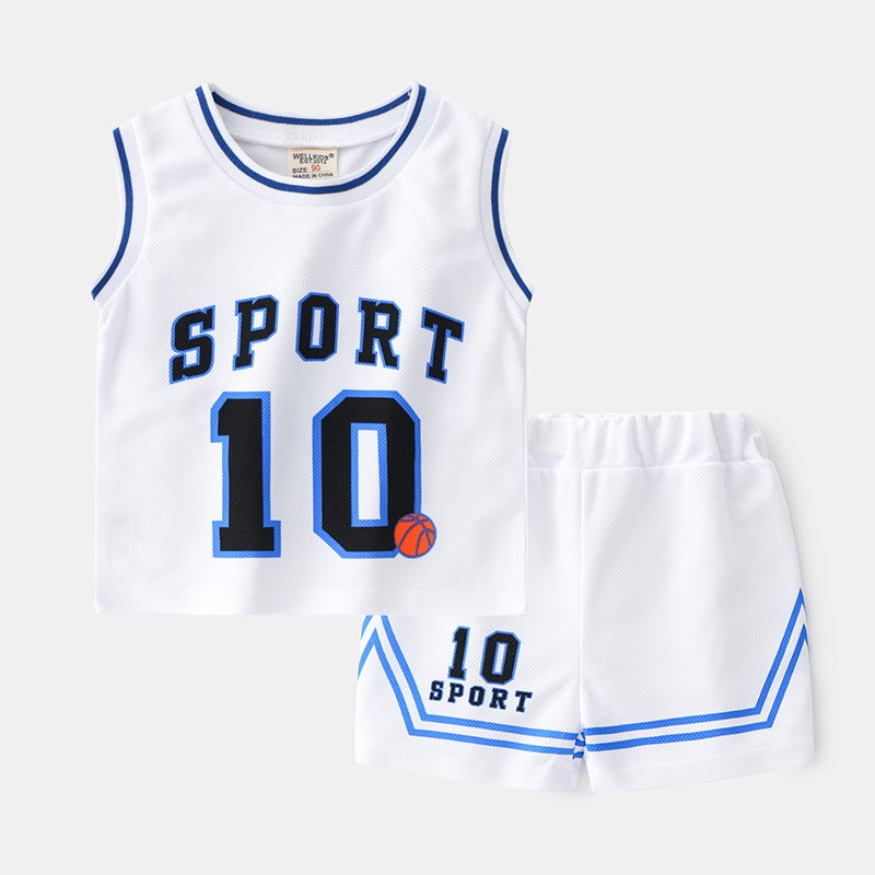Children'S Vest Summer Shorts Set New Summer Thin Mesh Boys Sports Sleeveless Baby Basketball Clothes - Image 3