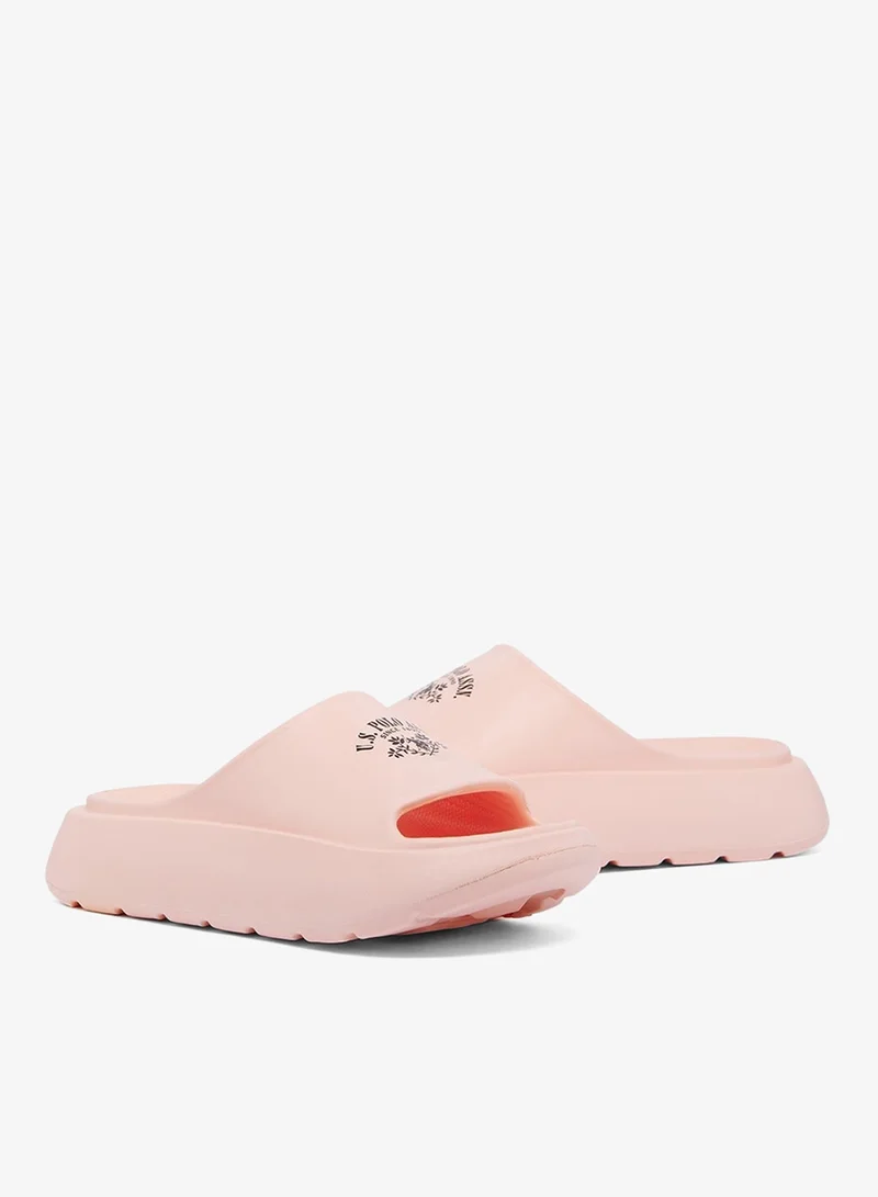 U.S. Polo Assn. Pink Women's Pink Slides - High-Quality Sole Lightweight Shoes & Trendy Design for Women | Best Price UAE
