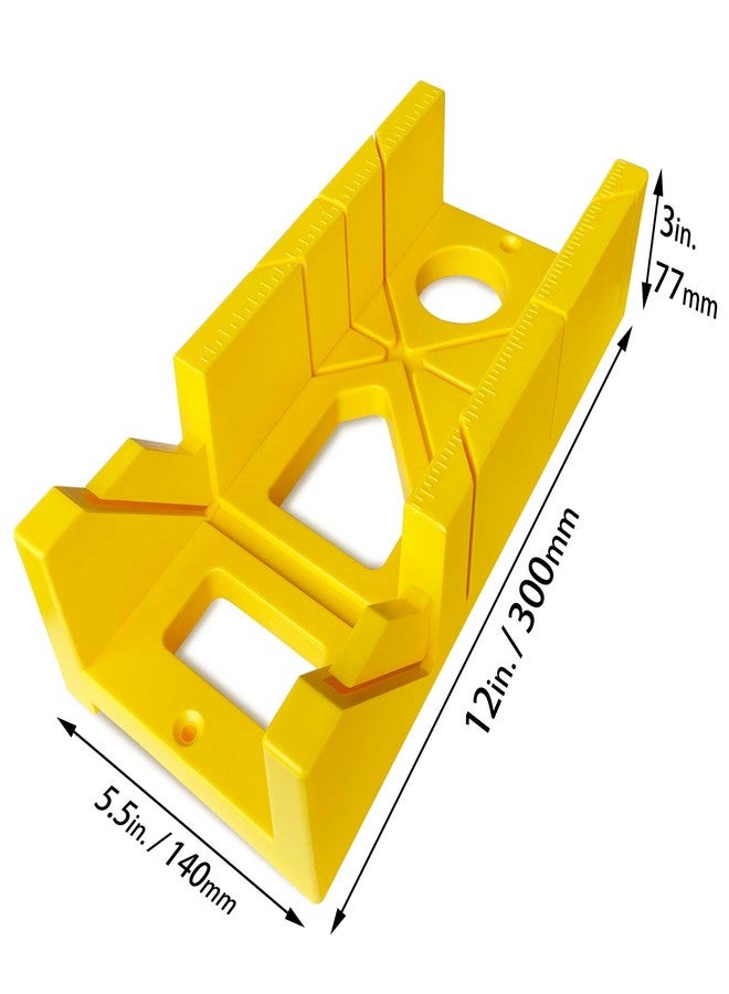 Hanpex 12 Inch Heavy Duty Mitre Box Cuts both 45 degree and 90 degree Miter Angles for Accurate Cutting, Impact-Resistant ABS plastic Miter Box for DIYer, Woodworker, Woodcarver, Carpenter, Yellow - Image 2