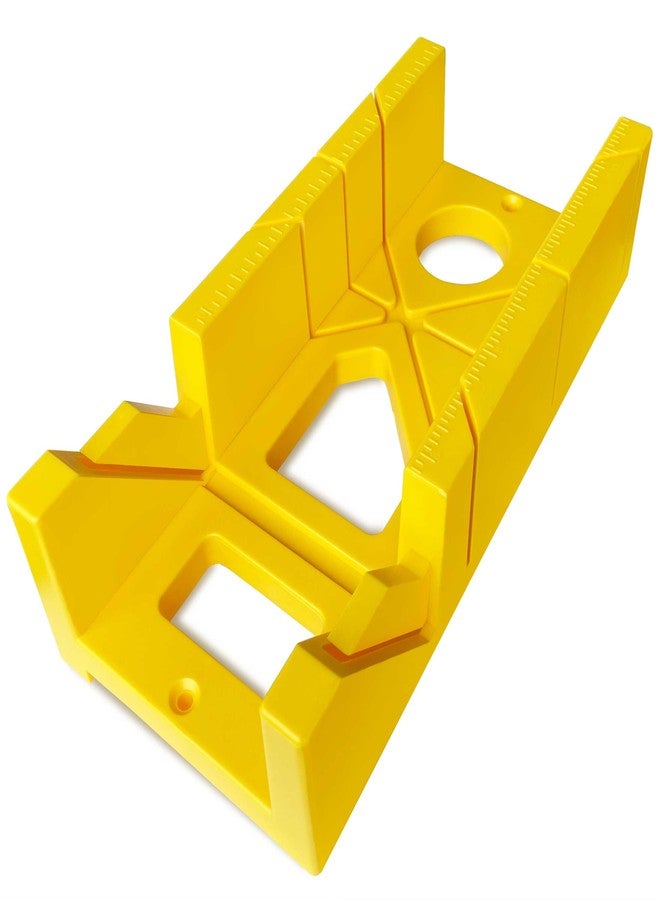 Hanpex 12 Inch Heavy Duty Mitre Box Cuts both 45 degree and 90 degree Miter Angles for Accurate Cutting, Impact-Resistant ABS plastic Miter Box for DIYer, Woodworker, Woodcarver, Carpenter, Yellow - Image 1