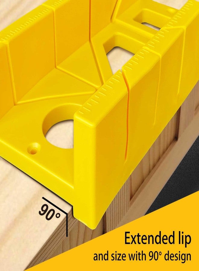 Hanpex 12 Inch Heavy Duty Mitre Box Cuts both 45 degree and 90 degree Miter Angles for Accurate Cutting, Impact-Resistant ABS plastic Miter Box for DIYer, Woodworker, Woodcarver, Carpenter, Yellow - Image 4