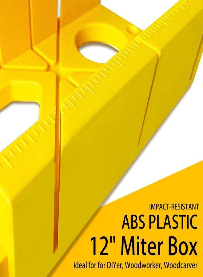 Hanpex 12 Inch Heavy Duty Mitre Box Cuts both 45 degree and 90 degree Miter Angles for Accurate Cutting, Impact-Resistant ABS plastic Miter Box for DIYer, Woodworker, Woodcarver, Carpenter, Yellow - Image 5
