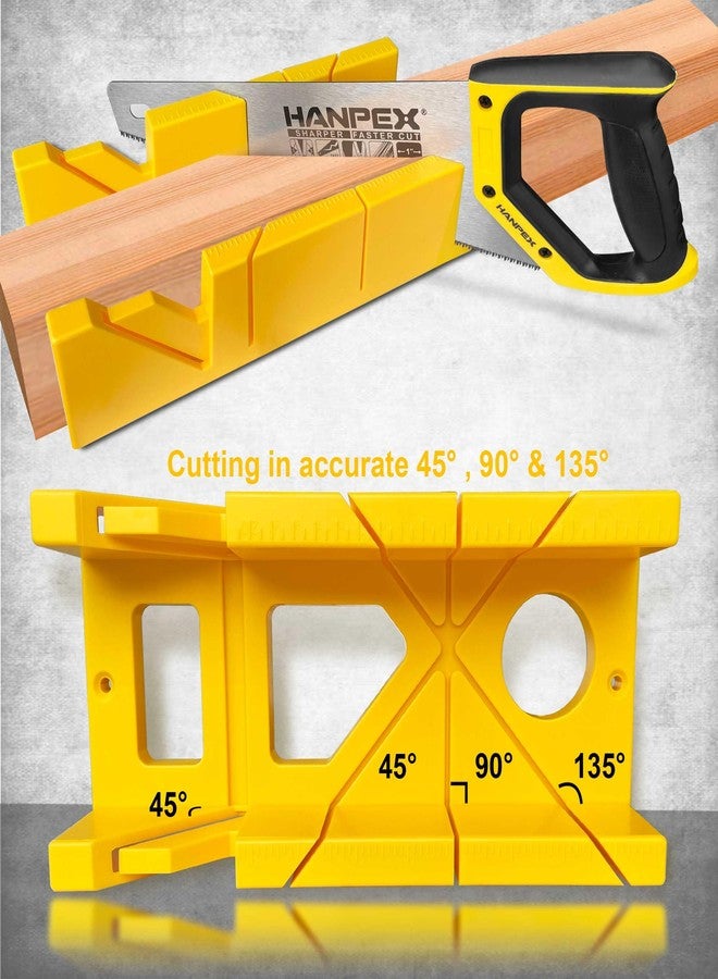 Hanpex 12 Inch Heavy Duty Mitre Box Cuts both 45 degree and 90 degree Miter Angles for Accurate Cutting, Impact-Resistant ABS plastic Miter Box for DIYer, Woodworker, Woodcarver, Carpenter, Yellow - Image 3