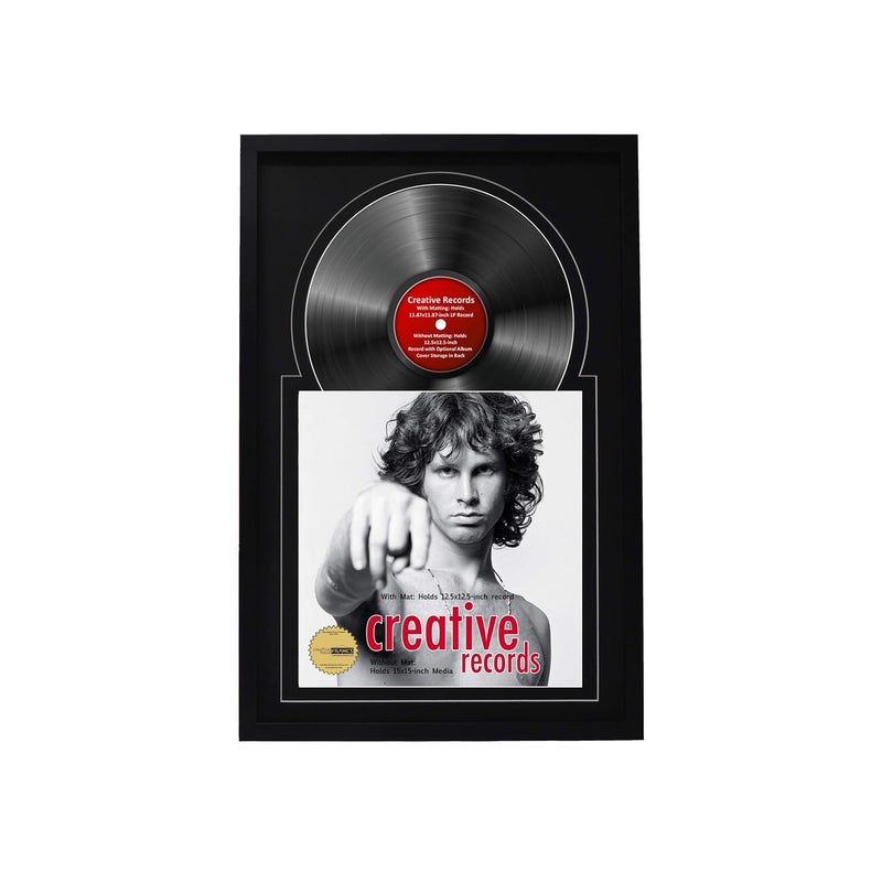 Creative Picture Frames 16 x 24 Jukebox Vinyl Frame Display with Double Matting LP Record Album Frame for Wall Decor BlackBlack 1 Count