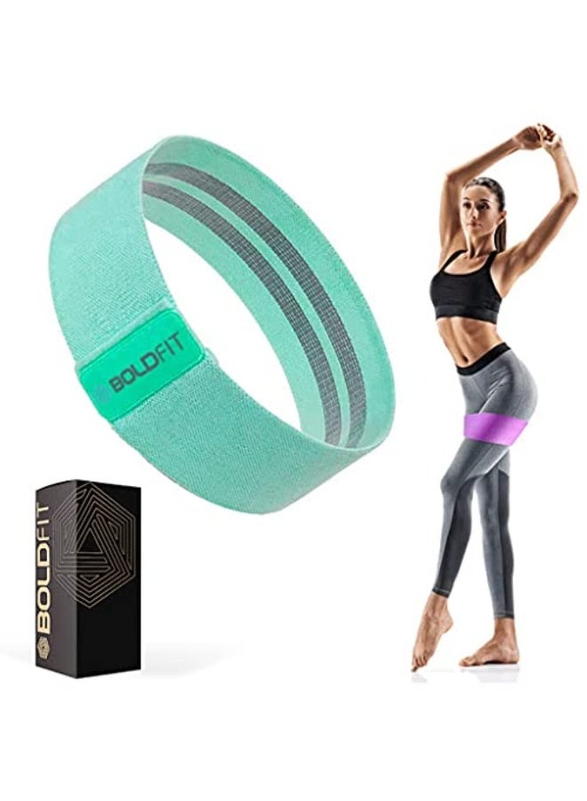 Fabric Resistance Band - Loop Hip Band for Women & Men for Hip, Legs, Stretching, Toning Workout. Mini Loop Booty Bands for Glutes, Squats Exercise Usable in-Home & Gym. (Green - Light)