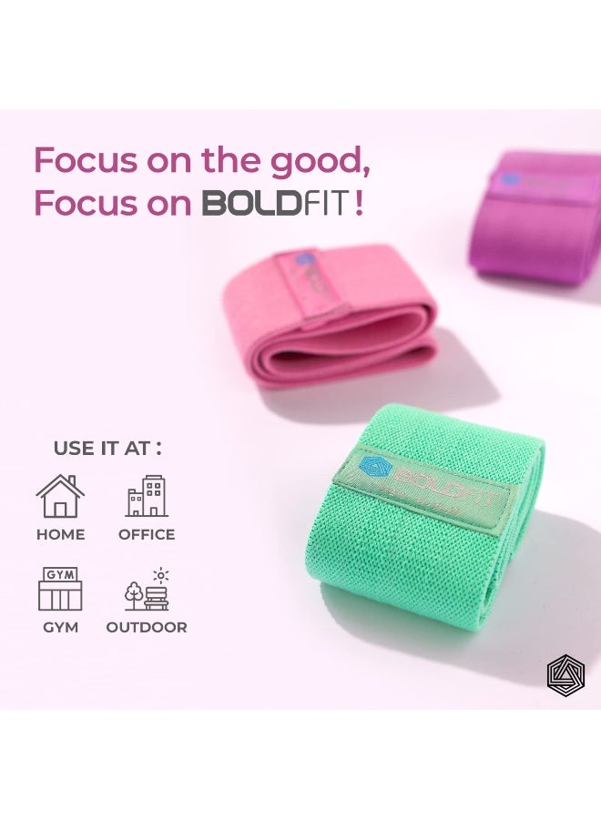 BOLDFIT شريط مقاومة قماش - شريط حلقي للورك للنساء والرجال للورك والساقين والتمدد وتمارين التونين. أشرطة صغيرة للورك للاستخدام في المنزل والصالة الرياضية. (أخضر - فاتح) - Image 4