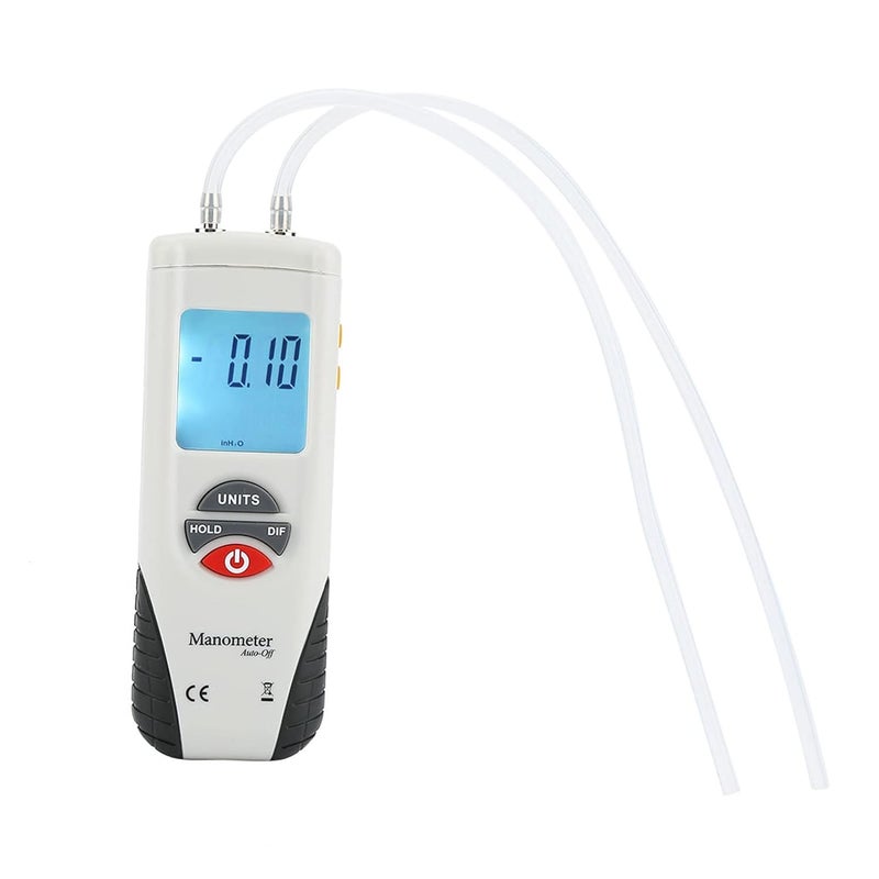 Wal front Digital Manometer HT-1890 Dual Port LCD Display Backlight Air Pressure Meter Differential Gauge Gas Pressure Tester with Storage Case 10Psi Pressure - Image 1