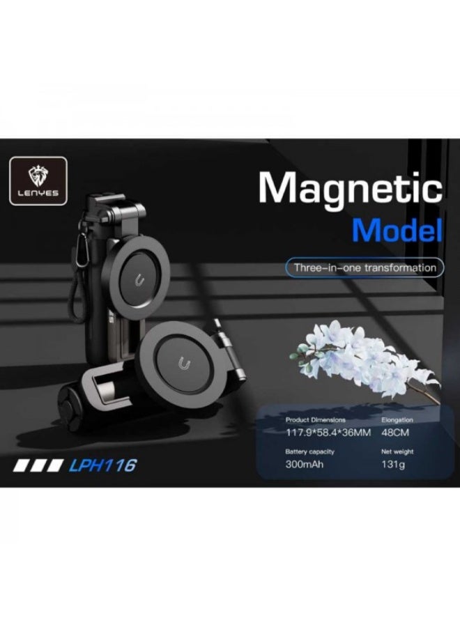 LENYES LPH116 Mobile Phone Monopod Tripod Stand with Bluetooth Remote, Extendable 48cm - Image 2