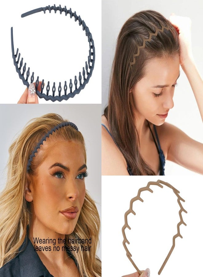 كافتي مجموعة CAVETEE المكونة من 8 قطع من عصابات الرأس العصرية، بتصميمات متعرجة وكلاسيكية أنيقة، عصابات رأس مريحة بدون ضغط للنساء والفتيات، إكسسوارات شعر مريحة وغير قابلة للانزلاق (سلسلة زرقاء، مقاس واحد) - Image 4