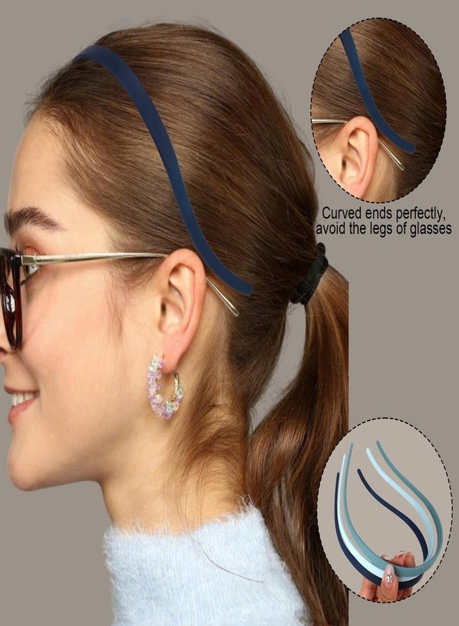 كافتي مجموعة CAVETEE المكونة من 8 قطع من عصابات الرأس العصرية، بتصميمات متعرجة وكلاسيكية أنيقة، عصابات رأس مريحة بدون ضغط للنساء والفتيات، إكسسوارات شعر مريحة وغير قابلة للانزلاق (سلسلة زرقاء، مقاس واحد) - Image 3