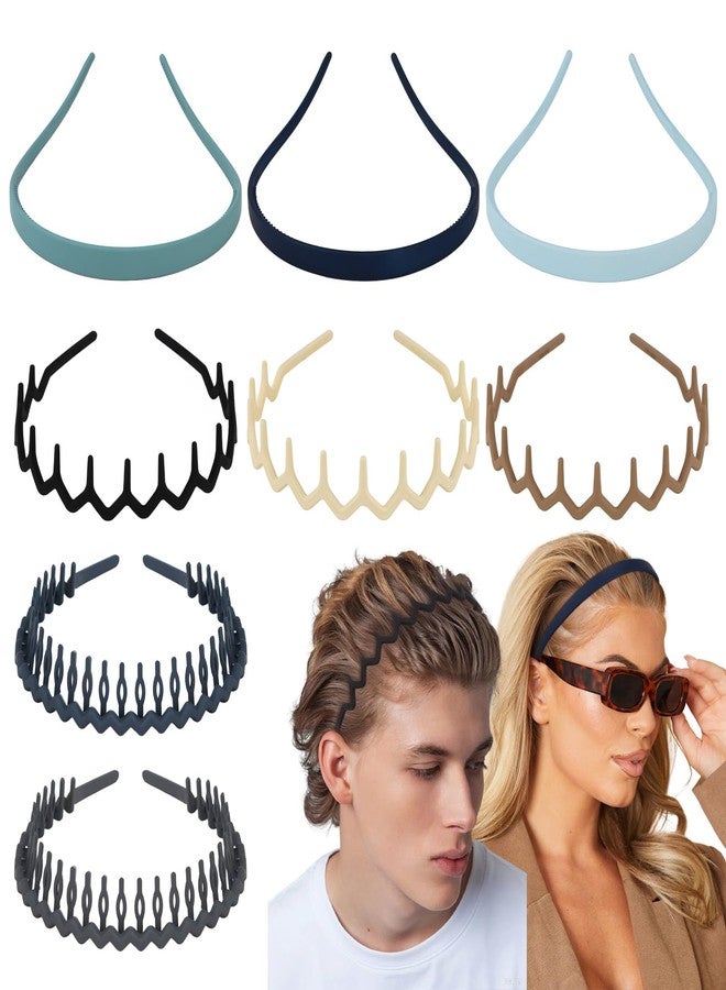 كافتي مجموعة CAVETEE المكونة من 8 قطع من عصابات الرأس العصرية، بتصميمات متعرجة وكلاسيكية أنيقة، عصابات رأس مريحة بدون ضغط للنساء والفتيات، إكسسوارات شعر مريحة وغير قابلة للانزلاق (سلسلة زرقاء، مقاس واحد) - Image 2