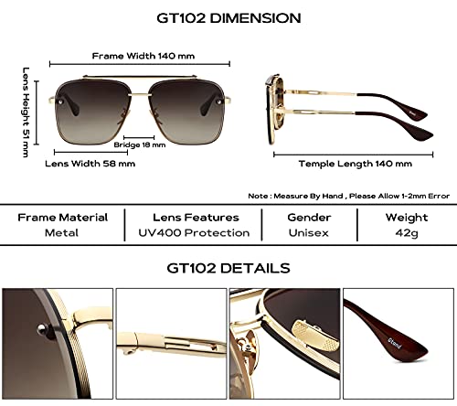Gtand Fashion Trendy Square Aviator Gradient Sunglasses For Women Men Vintage Metal Sun Glasses - Image 5