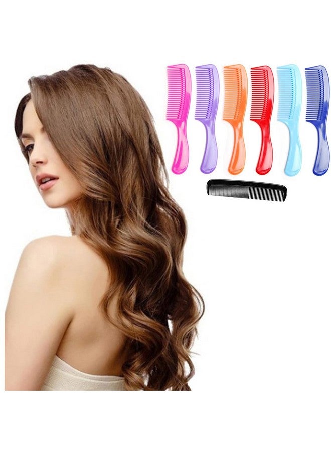 LUXXII - (6 Pack) 8" Colorful Styling Essentials Round Handle Comb and (1 Pack) 5" Favorict Pocket Comb (A) - Image 2