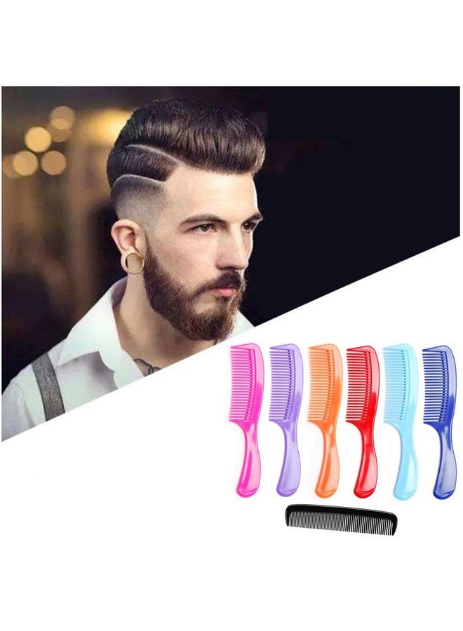 LUXXII - (6 Pack) 8" Colorful Styling Essentials Round Handle Comb and (1 Pack) 5" Favorict Pocket Comb (A) - Image 4