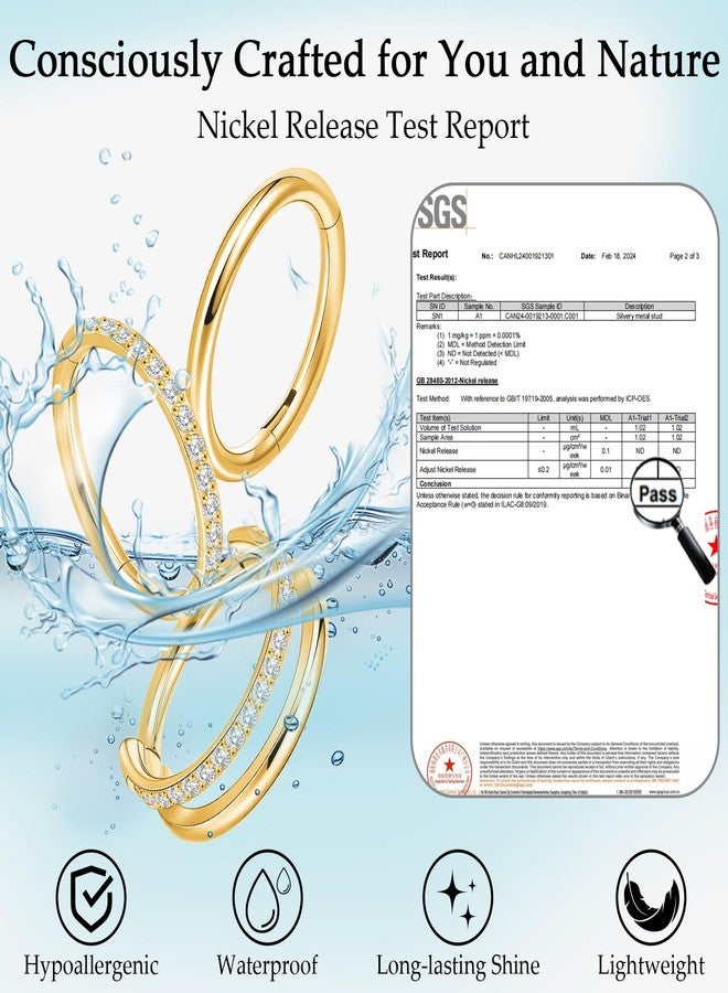 limerencia Titanium Earrings, 3PCS Double Hoop Nose Rings Titanium for Women Men, 16/18G Cartilage Earrings for Helix, Rook, Tragus, Daith, Conch,Implant Grade Piercing Jewelry 6/8/10mm - Image 3