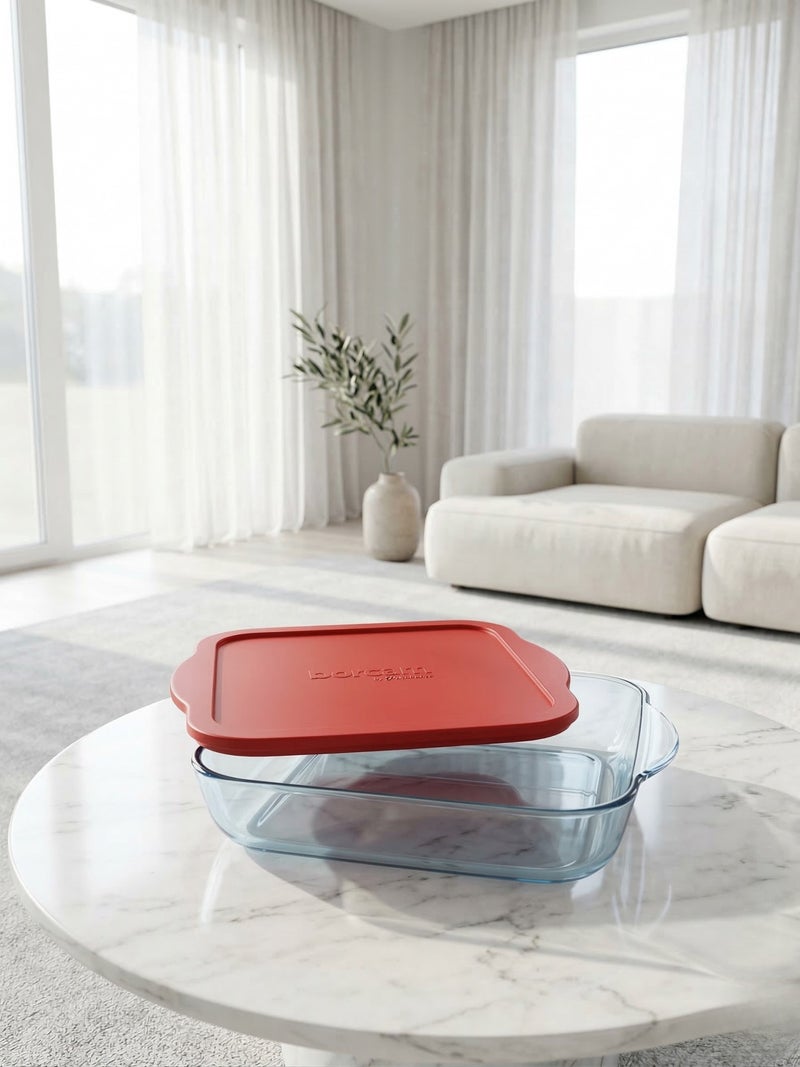 Borcam Rectangular Tajin with Lid – 28 CM