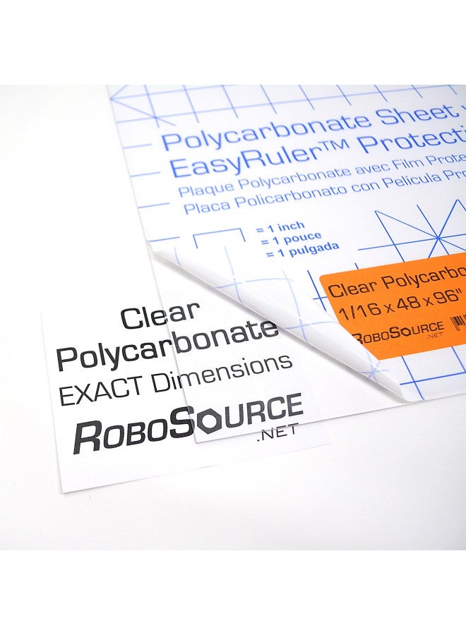 Robosource Polycarbonate Clear Plastic Sheet 12" X 18" X 0.0625" (1/16") Exact, EasyRuler Film, Shatter Resistant, Easier to Cut, Bend, Mold than Plexiglass. VEX Robot, Hobby, DIY, Industrial. Glass Replacement - Image 2