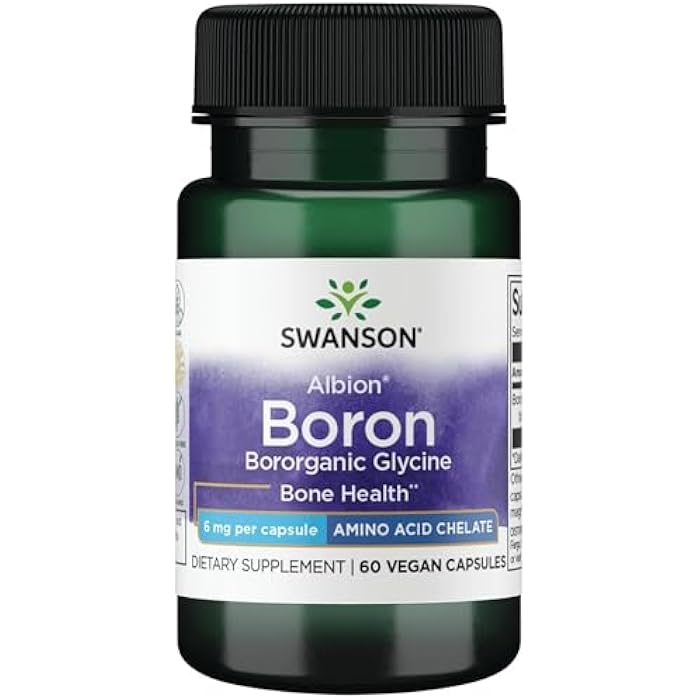 Swanson Boron from Albion - Boroganic Glycine Supplement Supporting Joint Health & Bone Health - High Absorption Formula May Support Overall Balance - (60 Capsules, 6mg Each) - Image 1