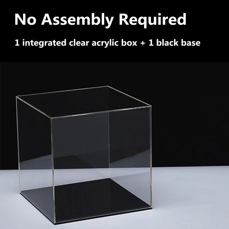 Cliselda Cliselda Fully Assembled Acrylic Display Case with Black Base 4x4x4 in, Clear Square Acrylic Box Cube Small Acrylic Storage Containers, Dustproof Plastic Display Box for Collectibles Action Figures  - Image 4