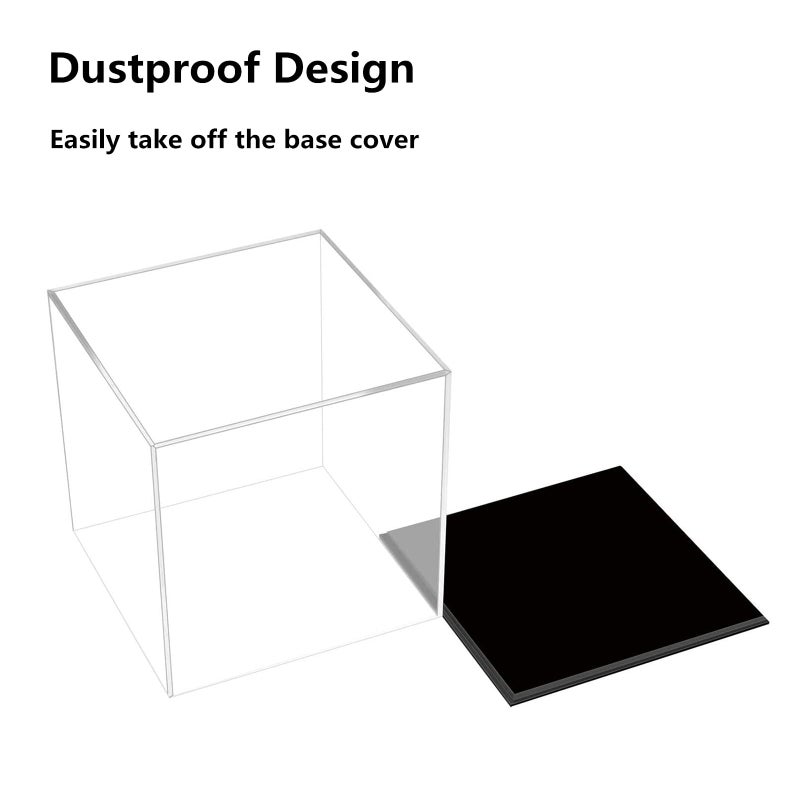 Cliselda Cliselda Fully Assembled Acrylic Display Case with Black Base 4x4x4 in, Clear Square Acrylic Box Cube Small Acrylic Storage Containers, Dustproof Plastic Display Box for Collectibles Action Figures  - Image 5