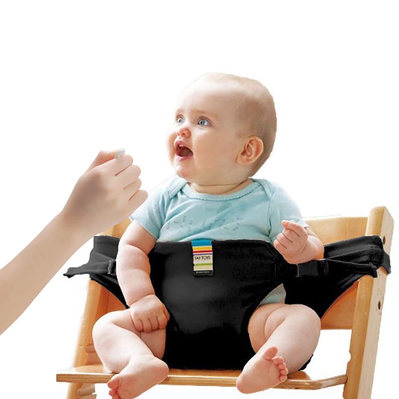 Lychee Harness Seat for High Chair Baby Feeding Safety Seat with Strap, Toddler Booster Harness Belt Portable Dining Seat Strap for Travel Home Restaurant Shopping (Black) - Image 1