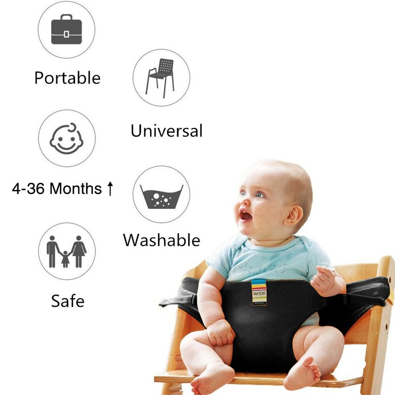 Lychee Harness Seat for High Chair Baby Feeding Safety Seat with Strap, Toddler Booster Harness Belt Portable Dining Seat Strap for Travel Home Restaurant Shopping (Black) - Image 3