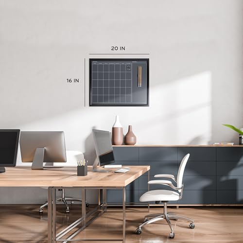 U Brands Magnetic Chalk Calendar Board, 16" x 20", Black Wood Style Frame, Premium Surface, Includes Chalk Pencils, Magnet - Image 2