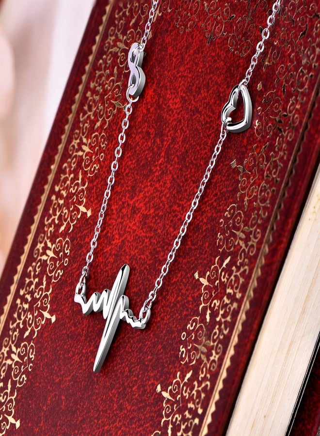 YL Heartbeat Necklace Sterling Silver Love Heart Pendant Polished Jewelry for Women - Image 3