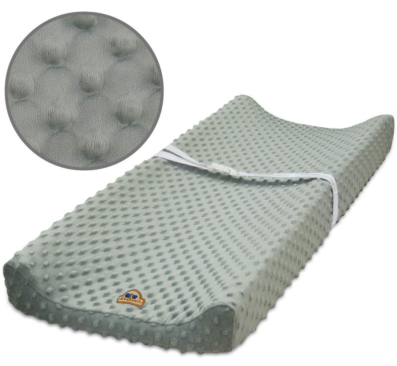 BlueSnail Ultra Soft Minky Dot Changing Pad Cover 2 Pack (Gray+Navy, 2 Pack) - Image 3