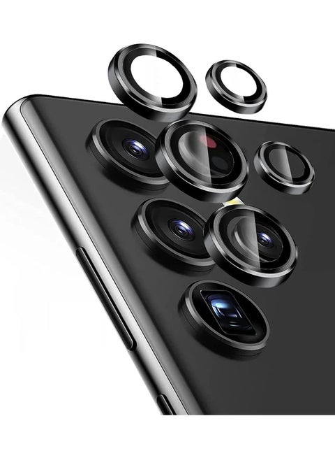 Samsung Galaxy S23 Ultra Camera Lens Protector, 9H Tempered Glass Camera Cover Screen Protector Metal Individual Ring for S23 Ultra 5G 2023 Black