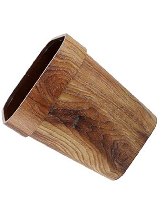 Square Wood Grain Trash Can 12L Without Lid for Bathroom Office Kitchen Home - Image 1