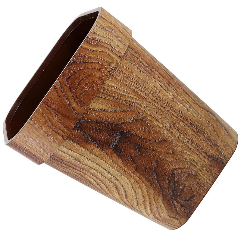 Square Wood Grain Trash Can 12L Without Lid for Bathroom Office Kitchen Home - Image 2