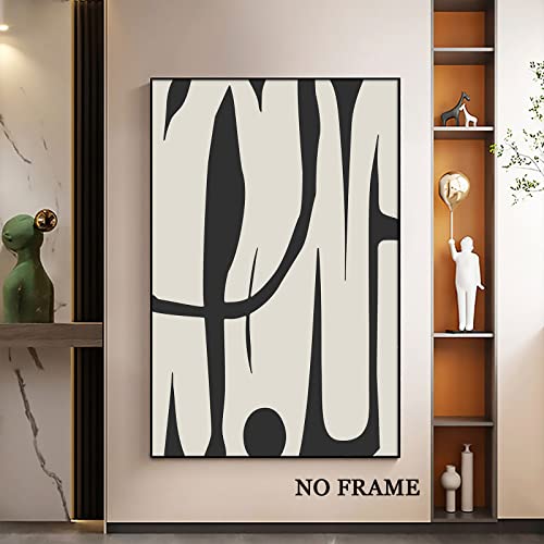 Wallvelart Black and White Abstract Line Art Canvas Print Painting Modern Wall Lines Abstract Line Wall Art Black and Beige Poster Modern Minimalist Picture Shapes Illustrations Artwork 16x24inch No Frame - Image 4