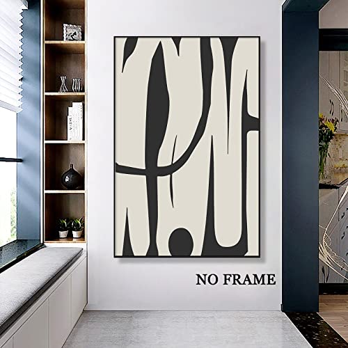 Wallvelart Black and White Abstract Line Art Canvas Print Painting Modern Wall Lines Abstract Line Wall Art Black and Beige Poster Modern Minimalist Picture Shapes Illustrations Artwork 16x24inch No Frame - Image 2