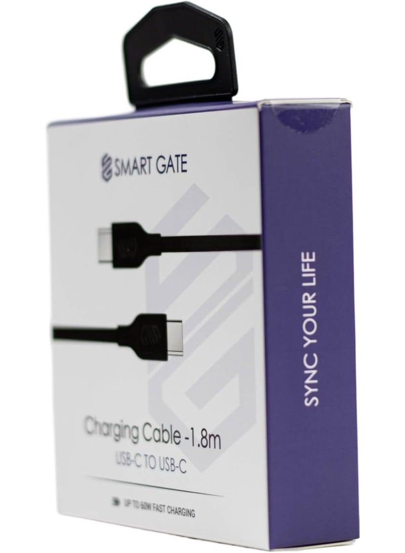 Smart Gate Cable SGCA-PCCF180B PVC USB-C to USB-C Fast, Shielded 1.8m Black - Image 2