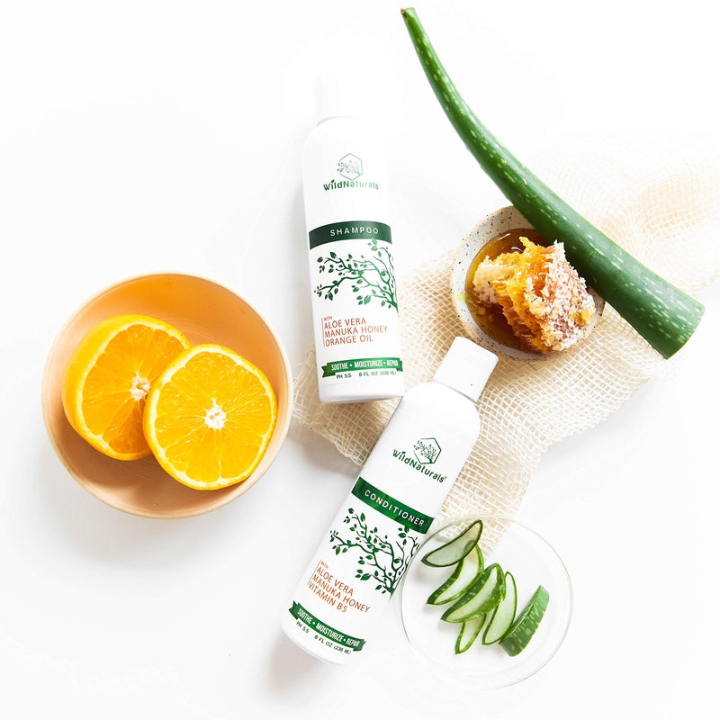 Wild Naturals Manuka Honey Shampoo and Conditioner - Soothing Moisturizing Formula for Eczema, Psoriasis, Curly Hair and Color-Safe - All Natural Set - Image 5