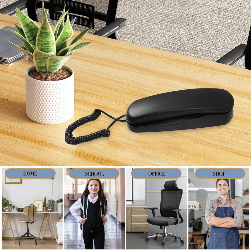 ABOOFAN Wall-Mounted Small Vintage Landline Phone Corded Household Telephone with Handset Black for Home Office Bathroom Use - Image 3