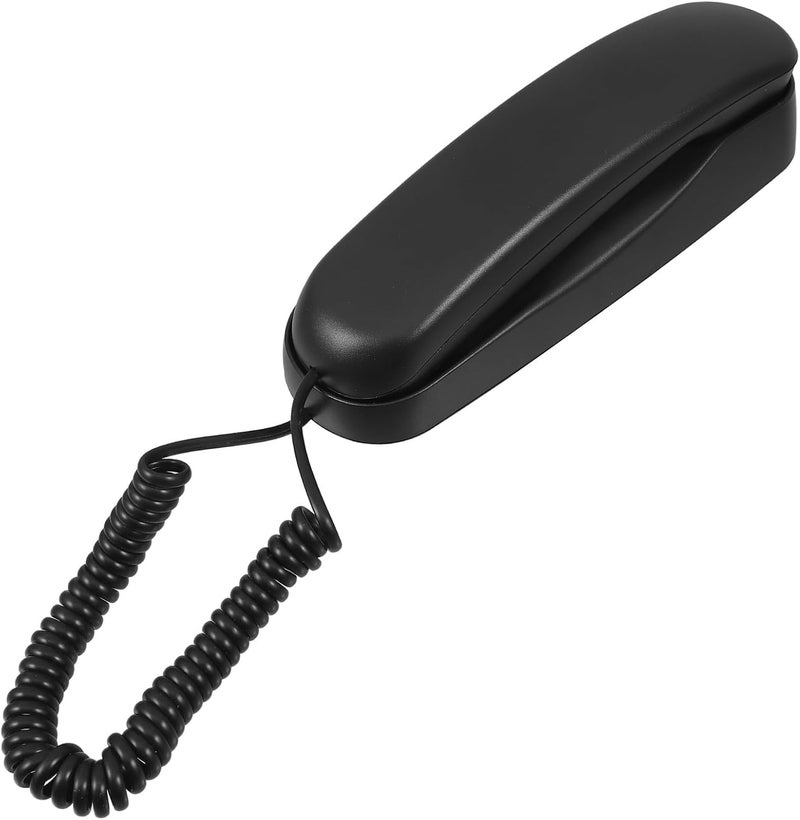 ABOOFAN Wall-Mounted Small Vintage Landline Phone Corded Household Telephone with Handset Black for Home Office Bathroom Use - Image 1