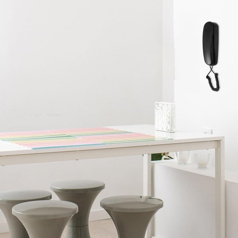 ABOOFAN Wall-Mounted Small Vintage Landline Phone Corded Household Telephone with Handset Black for Home Office Bathroom Use - Image 5