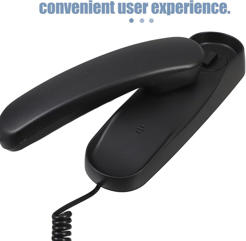 ABOOFAN Wall-Mounted Small Vintage Landline Phone Corded Household Telephone with Handset Black for Home Office Bathroom Use - Image 2
