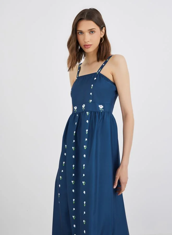 Take Two Take Two Floral Print Sleeveless A-Line Midi Dress