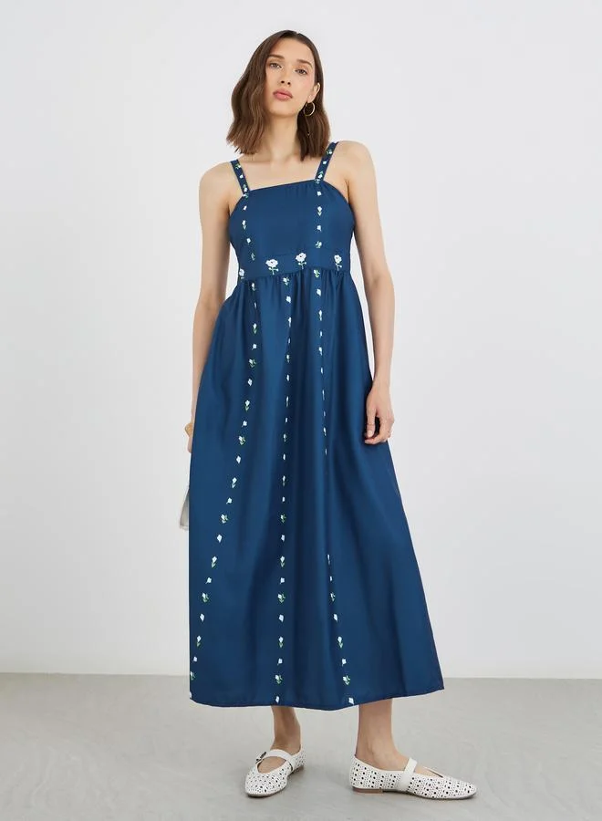 Take Two Take Two Floral Print Sleeveless A-Line Midi Dress