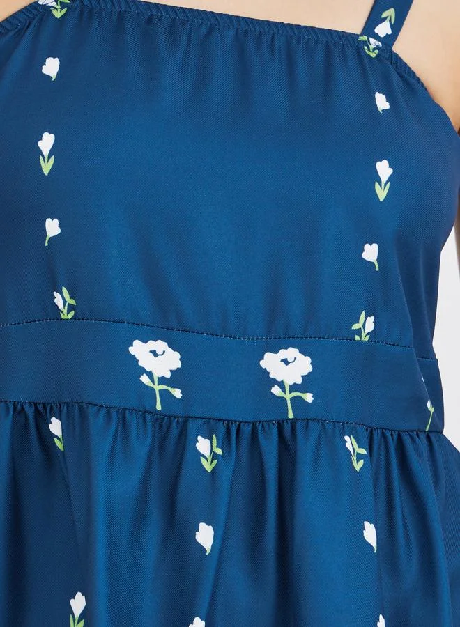 Take Two Take Two Floral Print Sleeveless A-Line Midi Dress