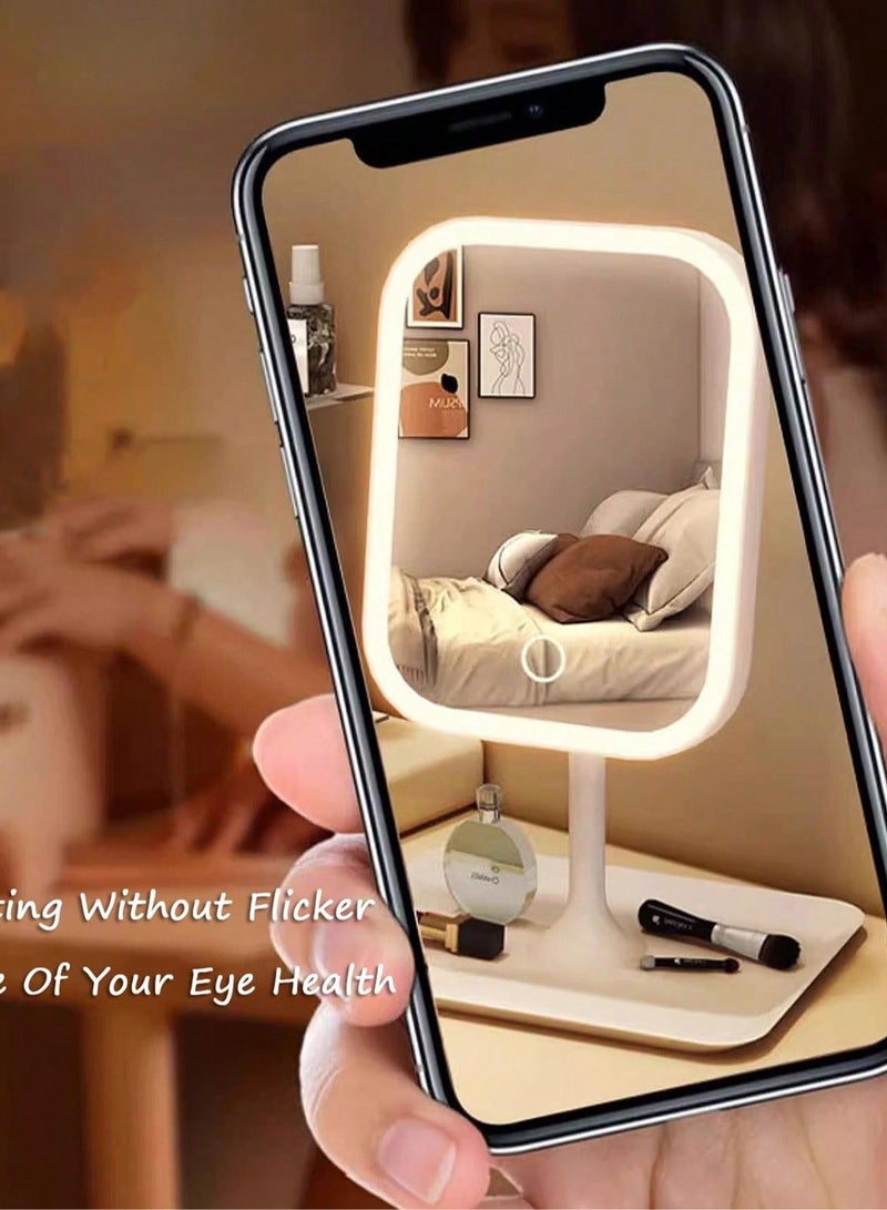LED Makeup Mirror with 3 Lighting Modes – Touch Control, Foldable and Portable Stand – Rechargeable 2400mAh Battery – Ideal for Travel, Beauty, and Skincare – Portable and Illuminated Makeup Mirror – Perfect Birthday Gift for Women - Image 5