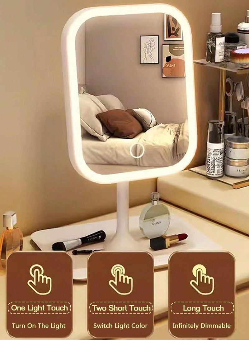 LED Makeup Mirror with 3 Lighting Modes – Touch Control, Foldable and Portable Stand – Rechargeable 2400mAh Battery – Ideal for Travel, Beauty, and Skincare – Portable and Illuminated Makeup Mirror – Perfect Birthday Gift for Women - Image 3