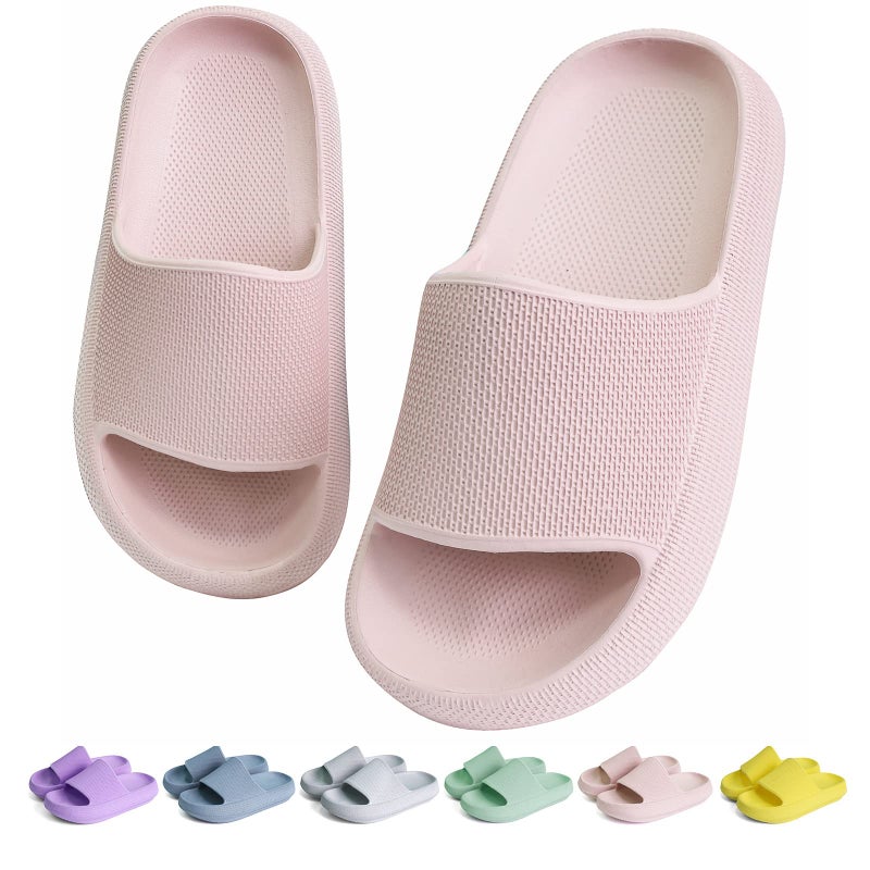 KOUECI Kids Cloud Slides Girls Shower Slippers Slip on Slide Sandals Nonslip Summer Beach Pool ShoesPink11 Little Kids - Image 2