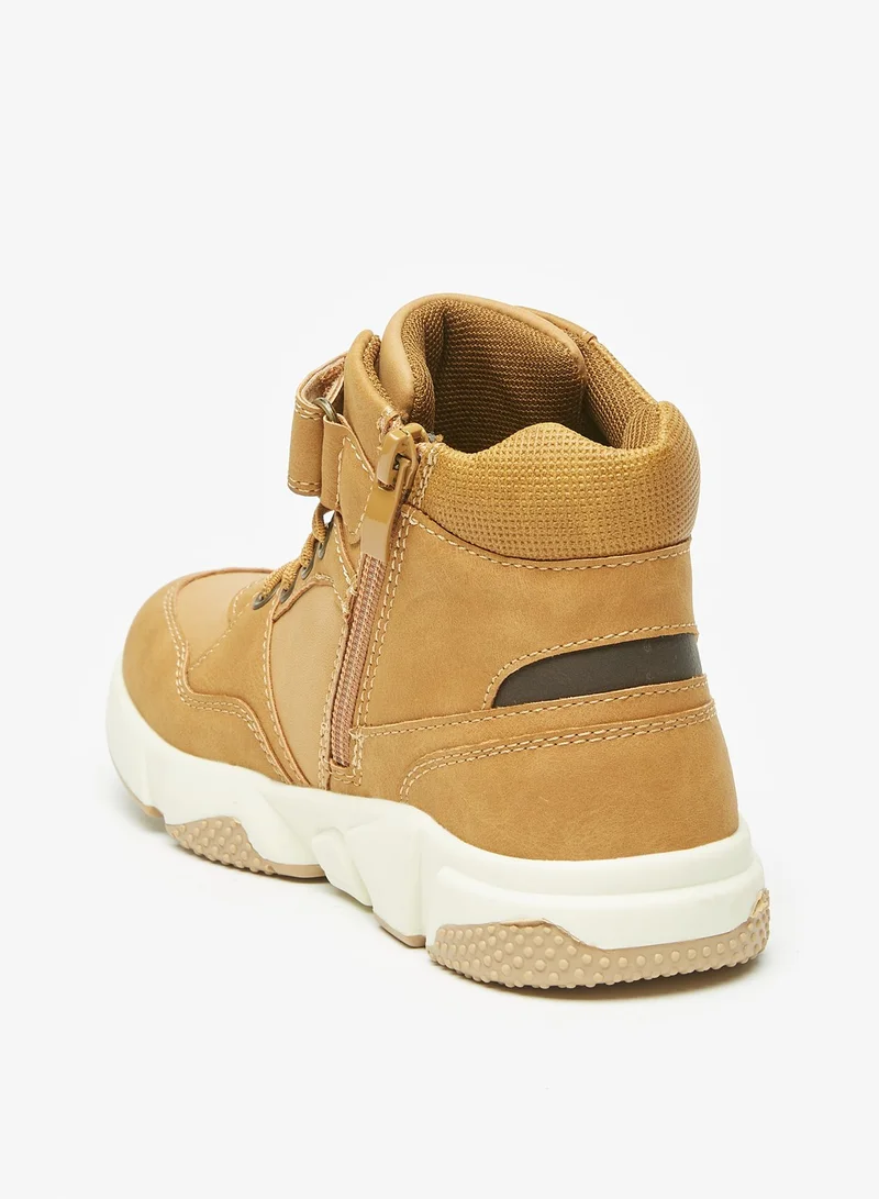 LBL by Shoexpress Boys Textured Ankle Boots with Hook and Loop Closure